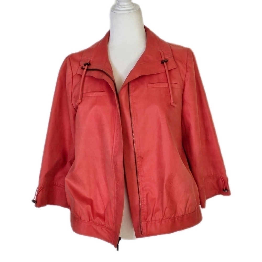 Chico's Womens Coral Suede Feel Zip Front Lined Long Sleeve Jacket Size 1(M)